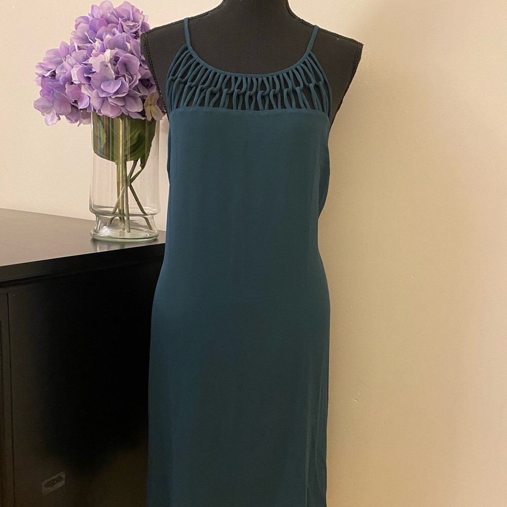NWT Women’s Maurices Teal Linked Lattice Neck Tank Dress, Size L